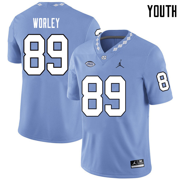 Jordan Brand Youth #89 Jared Worley North Carolina Tar Heels College Football Jerseys Sale-Carolina